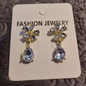 🌸 NEW Flower floral dangle stud rhinestone earrings costume jewelry